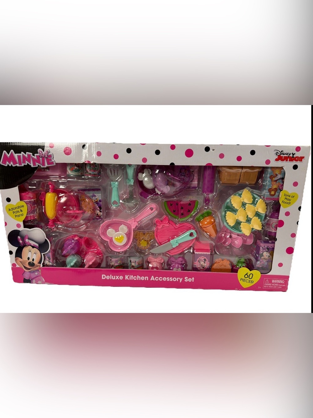 Disney NWT Minnie Mouse Bowtastic Deluxe Kitchen Play Food Accessory Set of 60
